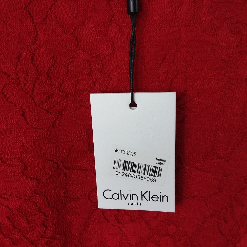 Calvin Klein Red Lace Top Long Sleeve NWT -1 - Picture 5 of 6